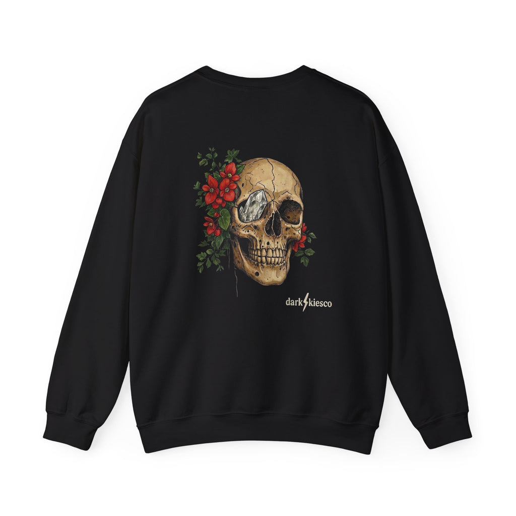Skull & Begonias Crewneck Sweatshirt — Dark Skies Graphic Pullover