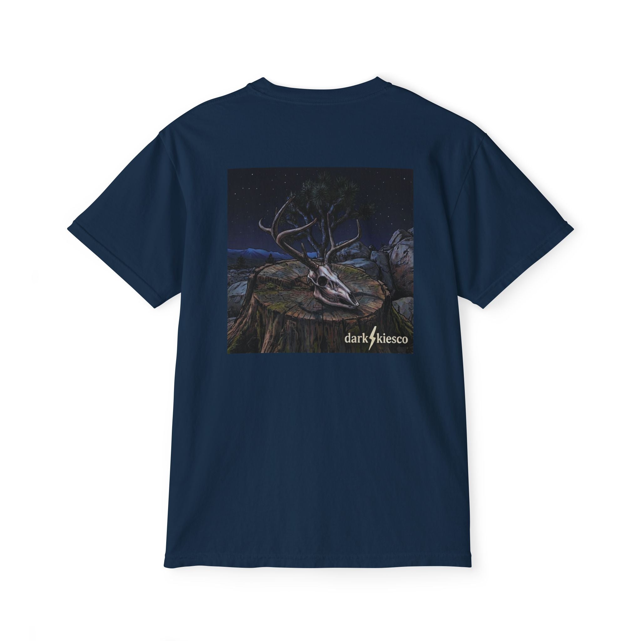 Pocket T-Shirt — Dark Night Mule Deer Graphic Pocket Tee