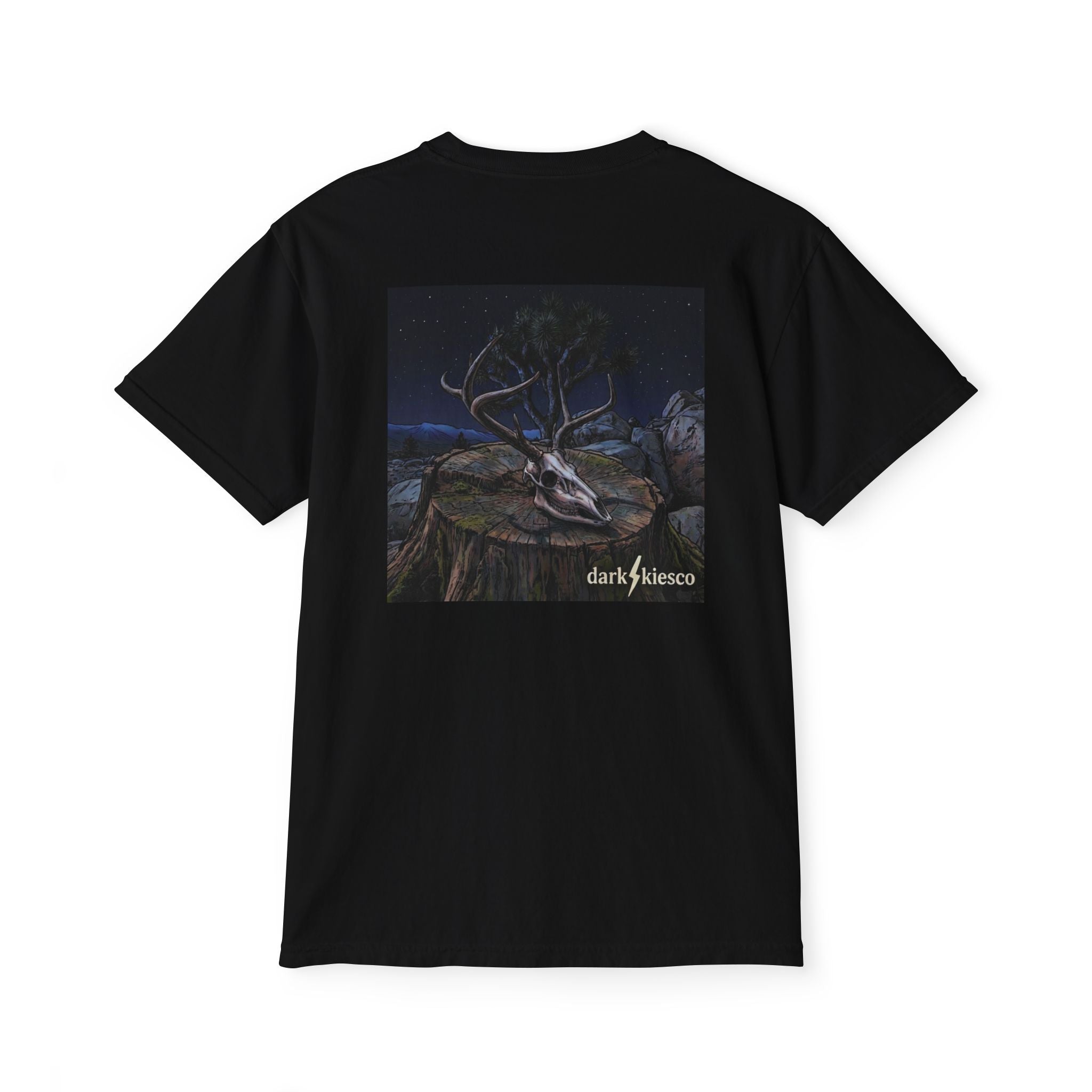 Pocket T-Shirt — Dark Night Mule Deer Graphic Pocket Tee