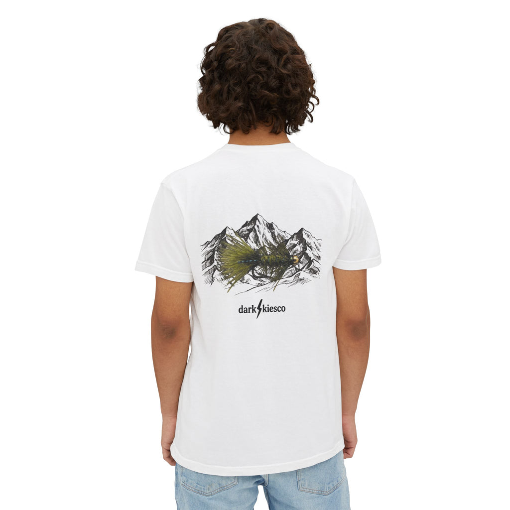 Mountain Sketch Pocket T-Shirt — 'dark/kiesco' Back Graphic