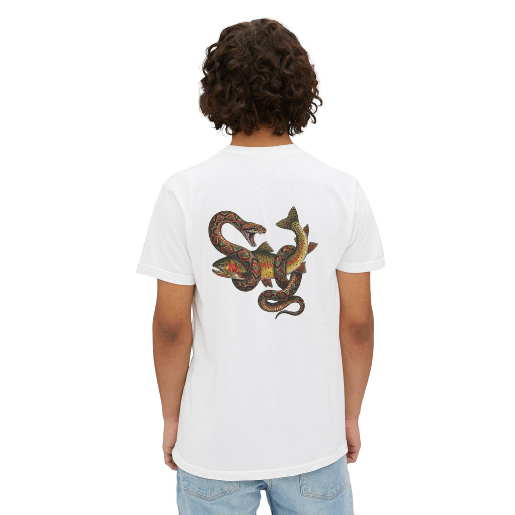 Pocket T-Shirt — Vintage Snake & Fish Graphic Tee