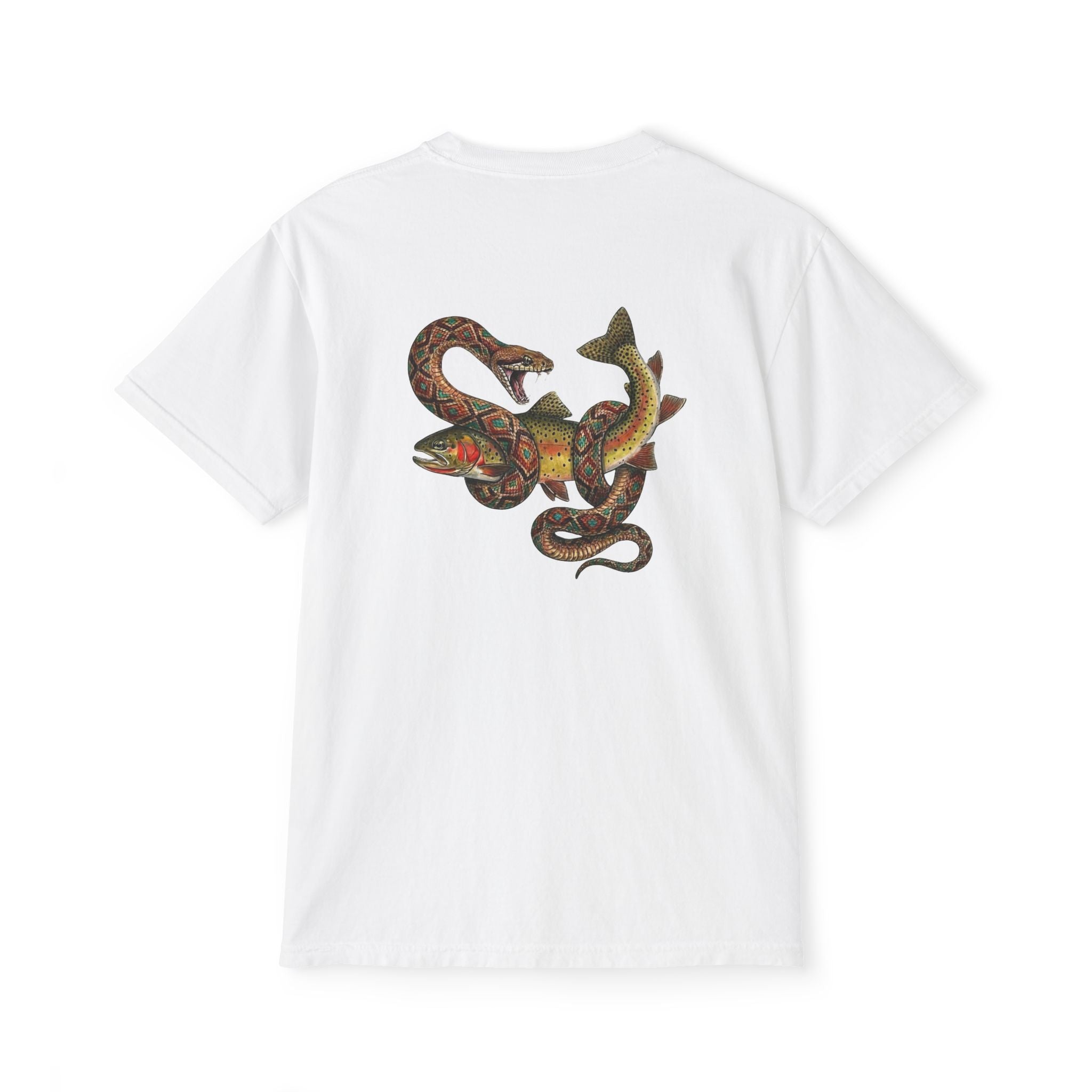 Pocket T-Shirt — Vintage Snake & Fish Graphic Tee