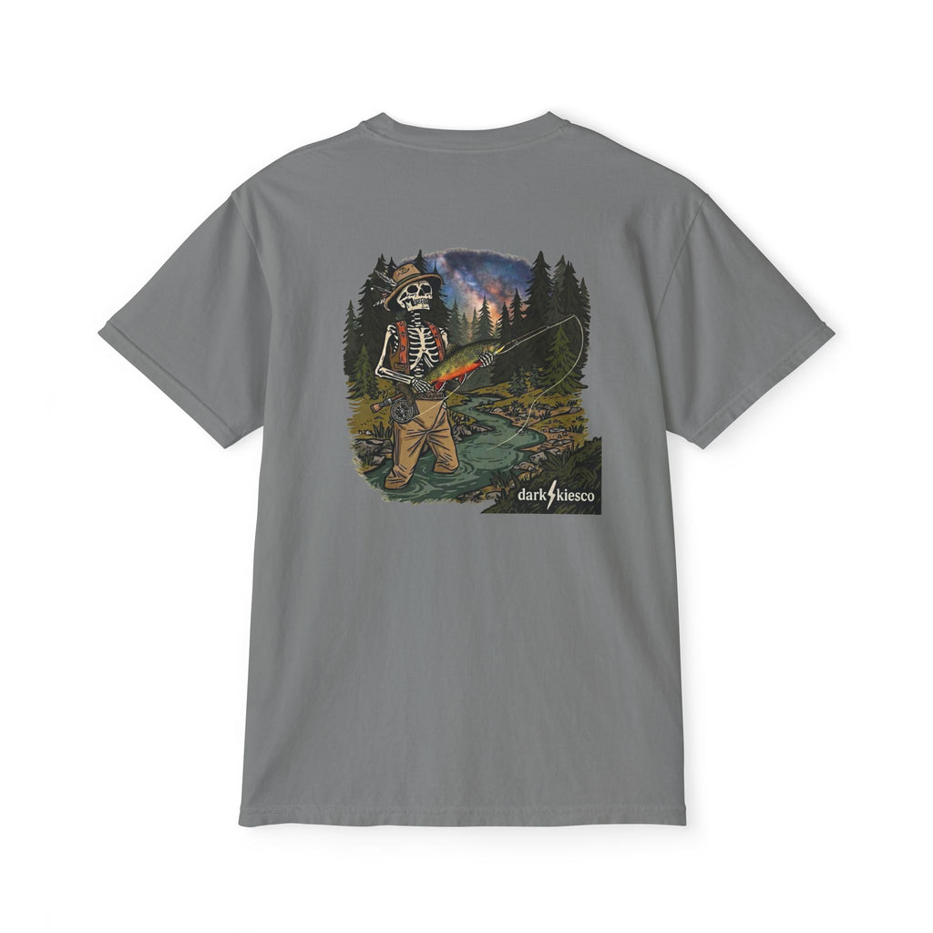 Fishing Skeleton Graphic Pocket T-Shirt — Outdoorsy Adventure Tee