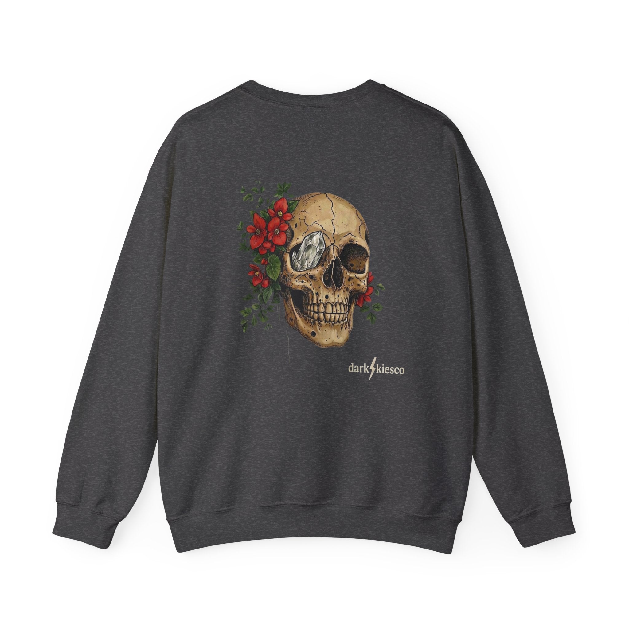 Skull & Begonias Crewneck Sweatshirt — Dark Skies Graphic Pullover