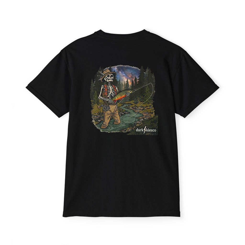 Fishing Skeleton Graphic Pocket T-Shirt — Outdoorsy Adventure Tee