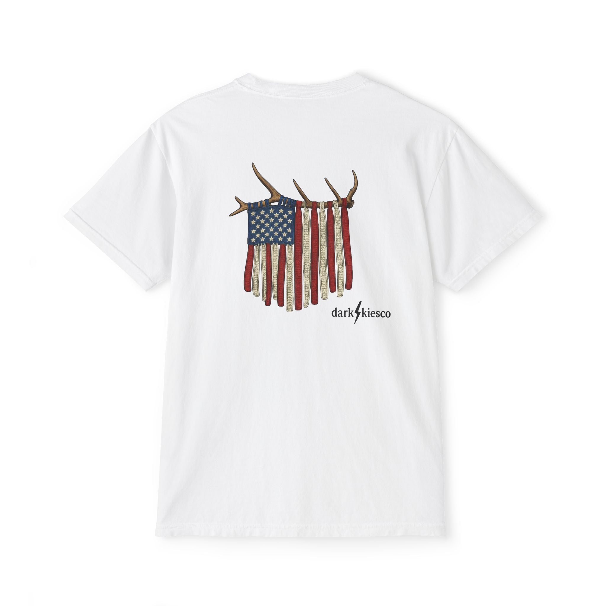 American Flag Elk Antler Pocket T‑Shirt