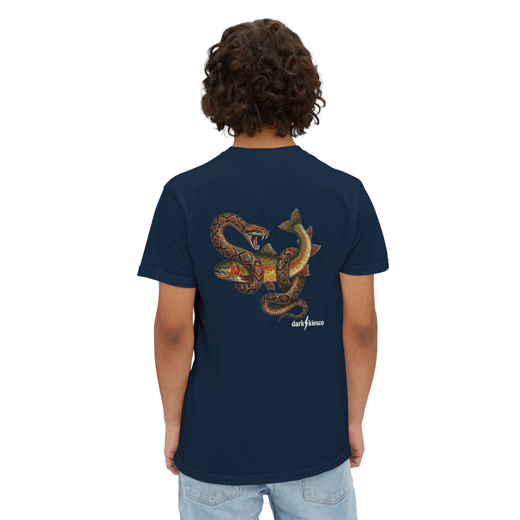 Pocket T-Shirt — Vintage Snake & Fish Graphic Tee