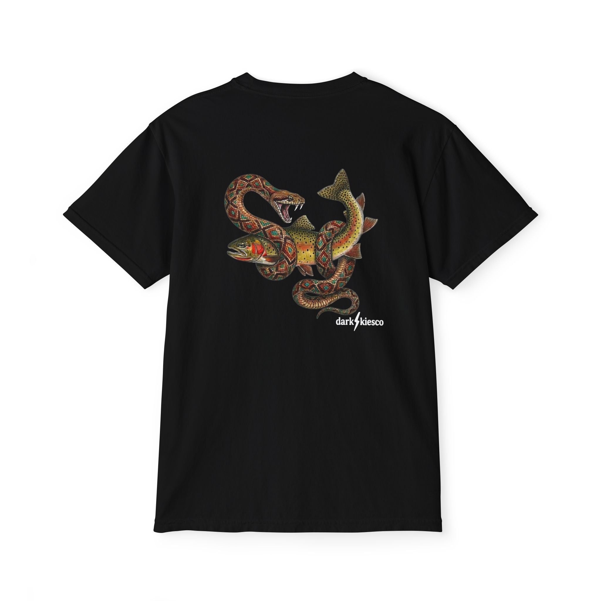 Pocket T-Shirt — Vintage Snake & Fish Graphic Tee
