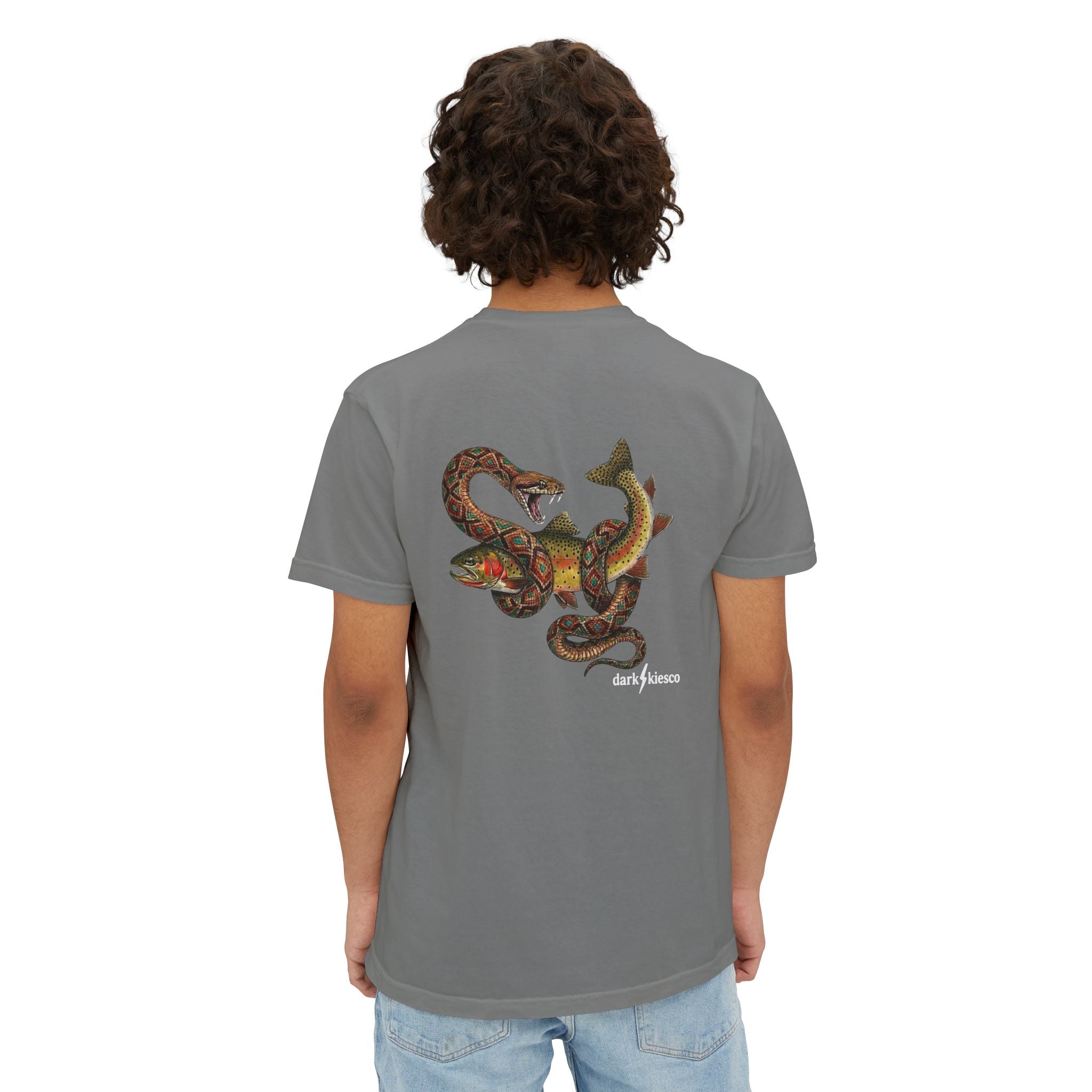 Pocket T-Shirt — Vintage Snake & Fish Graphic Tee