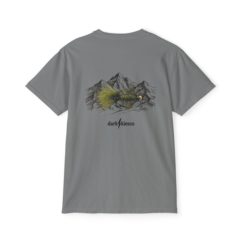 Mountain Sketch Pocket T-Shirt — 'dark/kiesco' Back Graphic