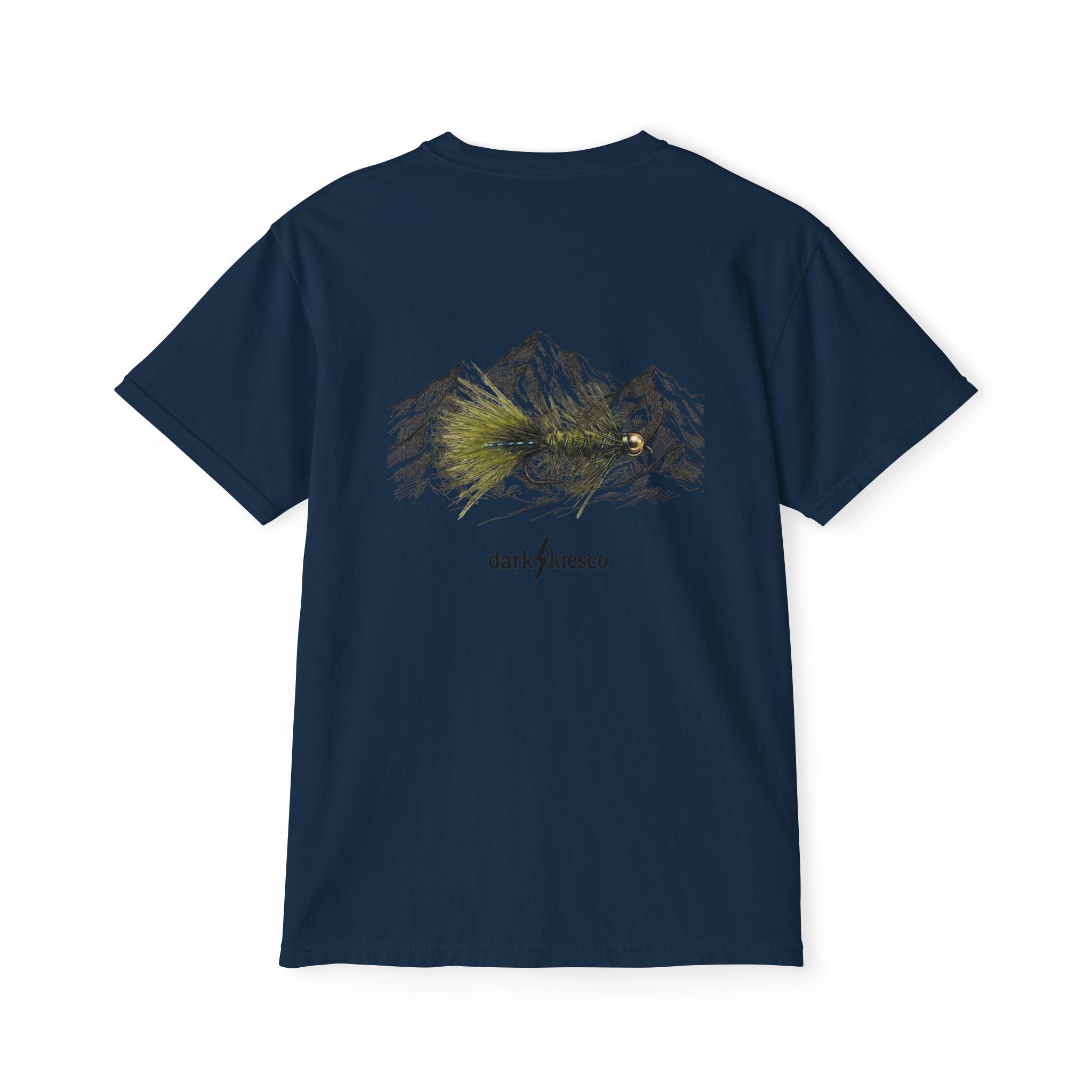Mountain Sketch Pocket T-Shirt — 'dark/kiesco' Back Graphic
