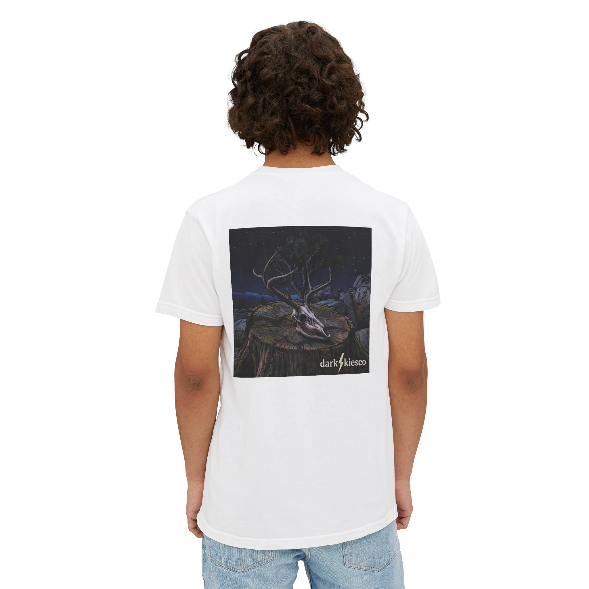 Pocket T-Shirt — Dark Night Mule Deer Graphic Pocket Tee