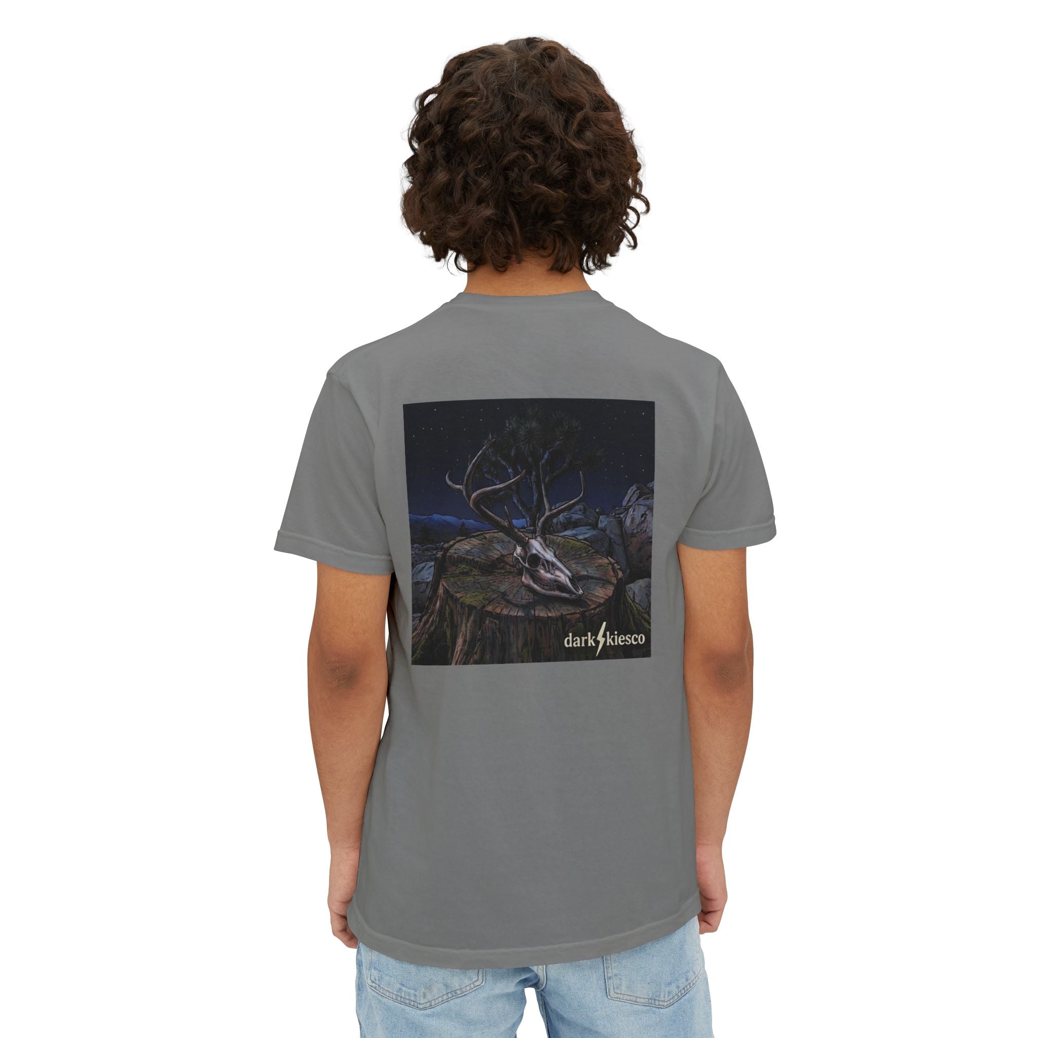 Pocket T-Shirt — Dark Night Mule Deer Graphic Pocket Tee