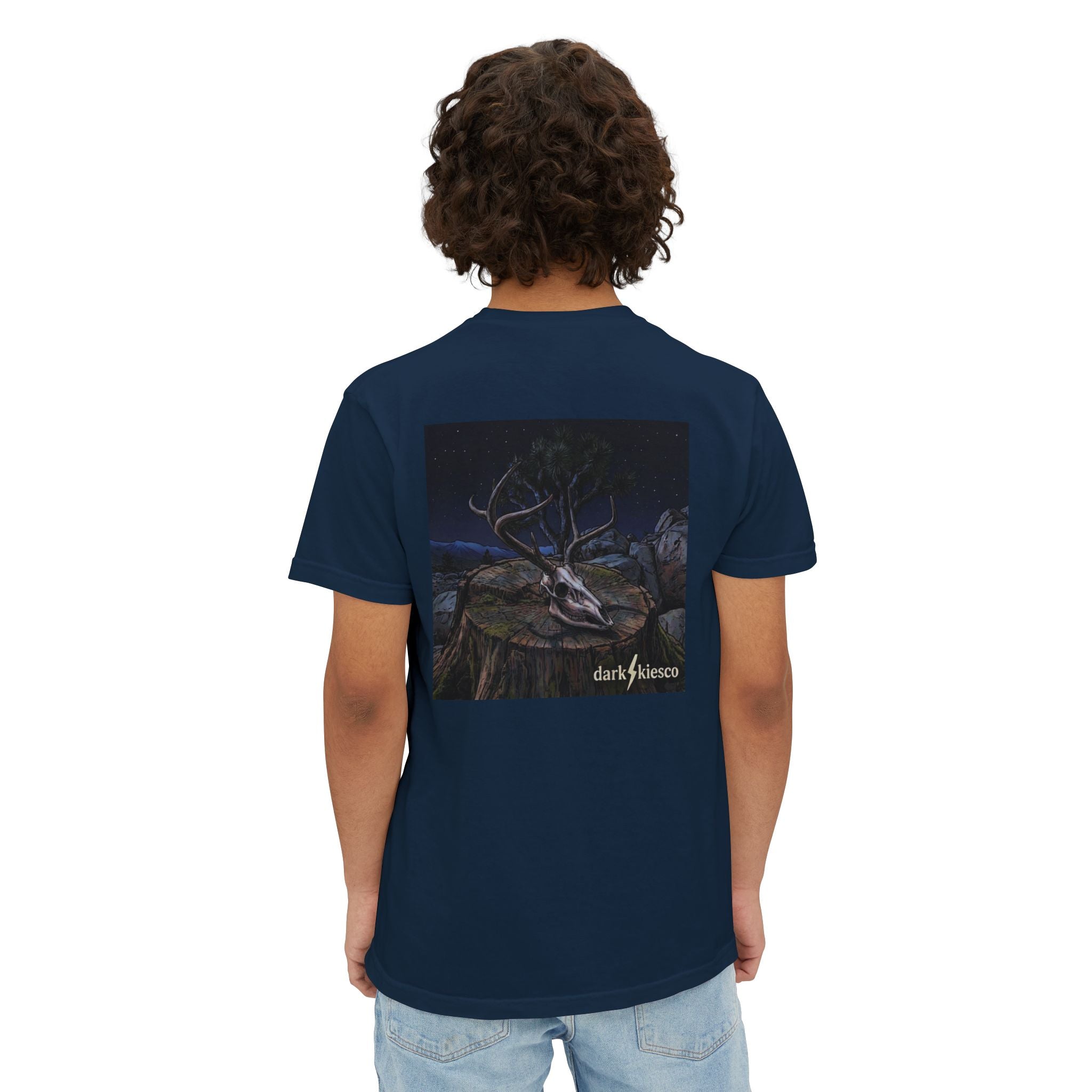 Pocket T-Shirt — Dark Night Mule Deer Graphic Pocket Tee