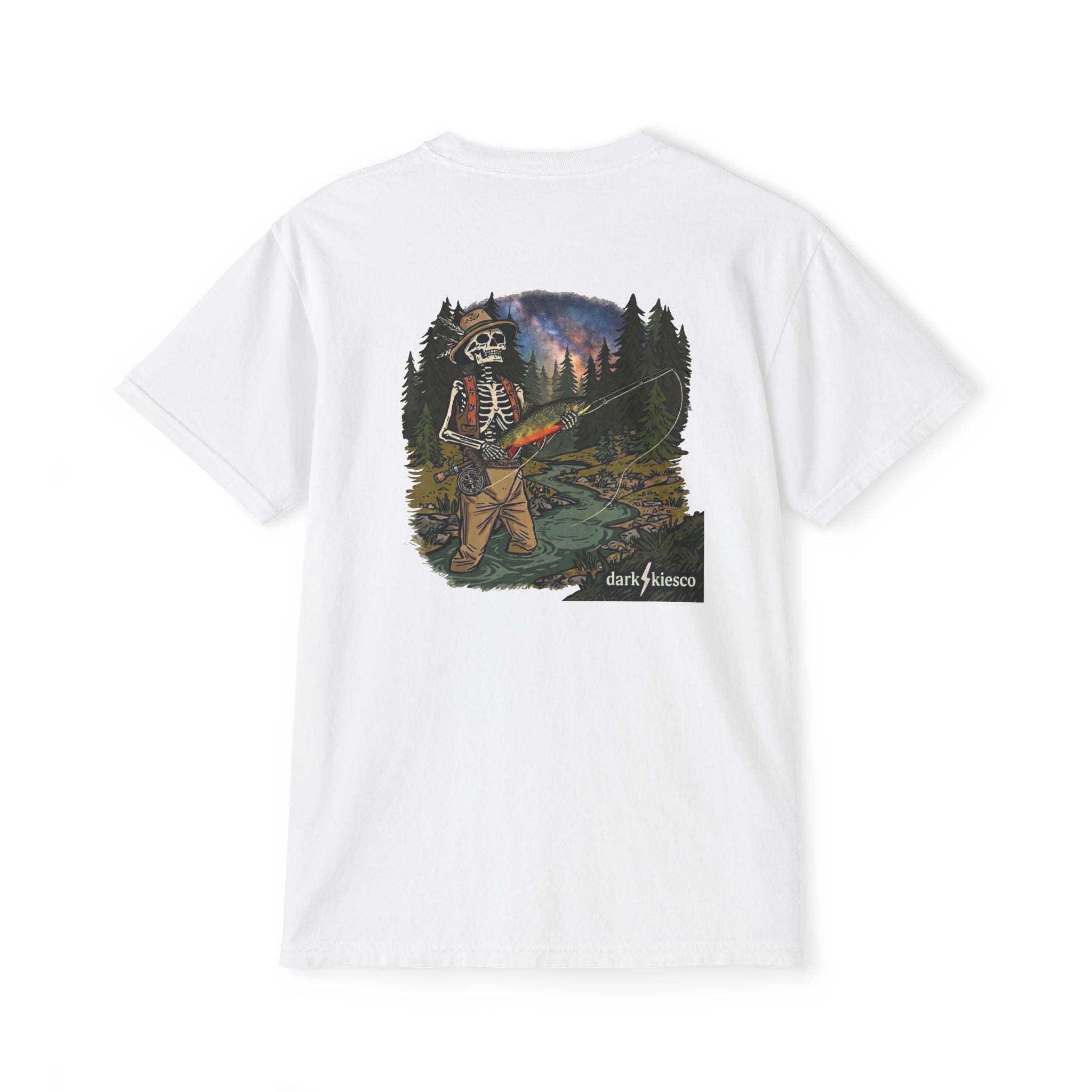 Fishing Skeleton Graphic Pocket T-Shirt — Outdoorsy Adventure Tee