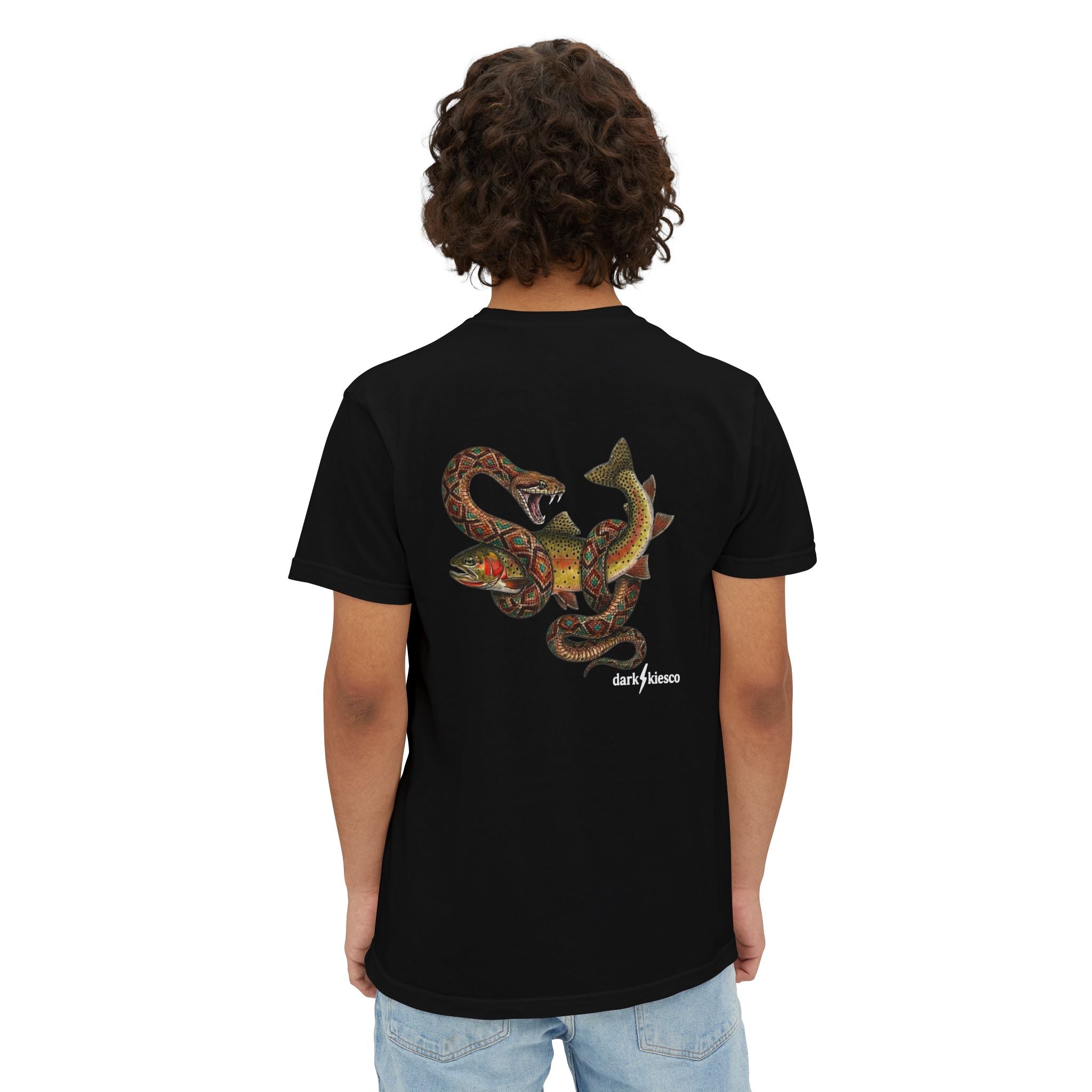 Pocket T-Shirt — Vintage Snake & Fish Graphic Tee