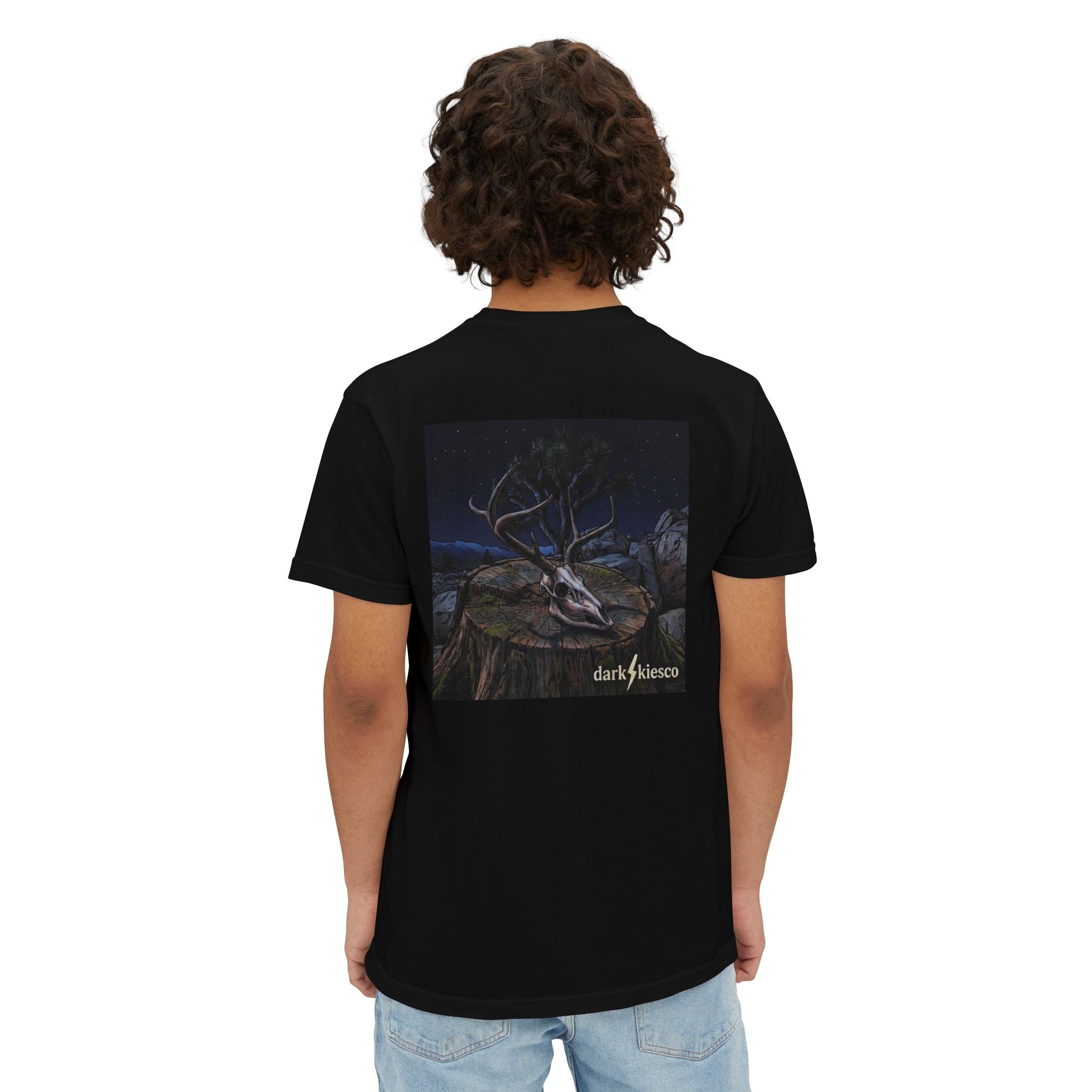 Pocket T-Shirt — Dark Night Mule Deer Graphic Pocket Tee
