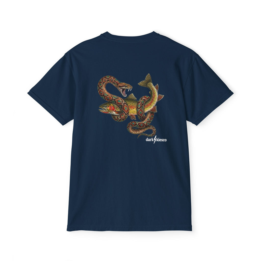 Pocket T-Shirt — Vintage Snake & Fish Graphic Tee