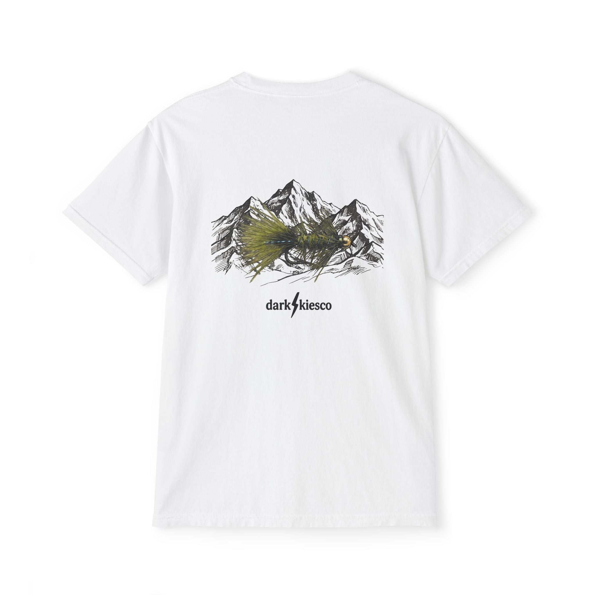 Mountain Sketch Pocket T-Shirt — 'dark/kiesco' Back Graphic