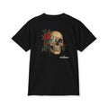 Skull & Begonias Pocket T‑Shirt — Vintage Floral Skull Graphic Tee