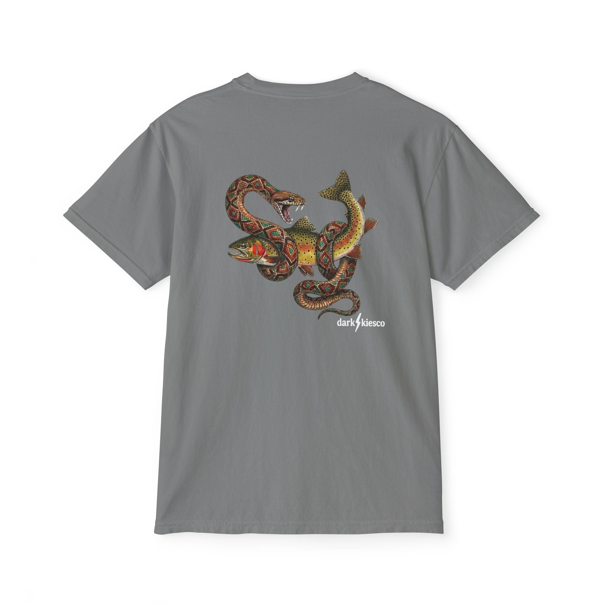 Pocket T-Shirt — Vintage Snake & Fish Graphic Tee
